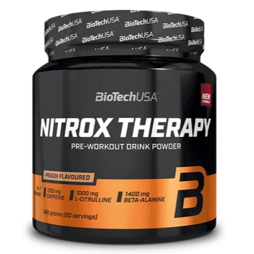Preentreno de BiotechUSA, con creatina, carbohidratos, aunque libre de azúcar - Nitrox Therapy - *340gr* Varios Sabores - 1