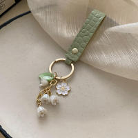 Llavero De Mujer Con Flor De Valenciano Verde PU Cuero Accesorio Para Coche Regalo De San Valentín Llavero De 1 Pieza - details 12