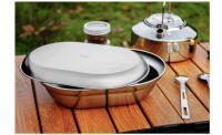 PLATO PEQUEño Y Olla GRANDE Portátil De Acero Inoxidable 304 Para Camping Y Viajes CLS&NOBANA Utensilio De Cocina Al Aire Libre - details 4