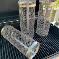 Cesta De Barbacoa Redonda De Acero Inoxidable Con Red De Alambre Cilíndrica Portátil Para Camping Al Aire Libre Asador Grill - details 4