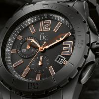 Reloj Guess Collection X76009G2S para Hombre, Esfera Negra con Detalles Dorados, Caja de Acero Inoxidable Lacado Negro y Correa de Cerámica Negra - details 1