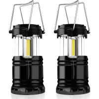 Luces de camping, 2 linternas LED portátiles in Pilas with Gancho plegable, Luces para Tienda de campaña, impermeable, para Exterior, para Emergencias, senderismo y acampada, color Negro - details 0