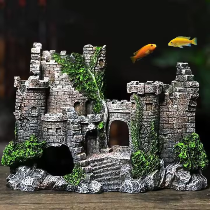 Decoración De Acuario En Forma De Castillo Creativo Adornos De Piedra De Resina Para Jardín Y Hogar D9262 Accesorios Para Acuarios - 1
