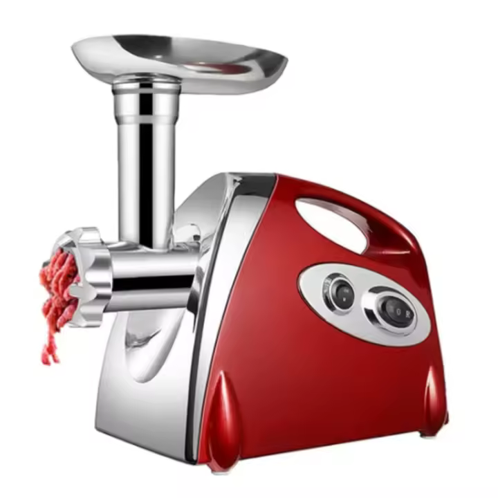 Picadora de Carne Eléctrica Potente 2800W Máximo - Profesional para Todo Tipo de Carnes, Salchichas y Hamburguesas con 3 Placas de Corte - Alta Capacidad 80kg/h - Segura con Botón Grande y Bloqueo - Modelo T1 Rojo Europeo o T2 Negro Europeo - 1
