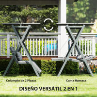 Outsunny Columpio de Jardín Exterior de 2 Plazas Balancín de Jardín Exterior Convertible en Cama con Toldo Ajustable Protección UV30+ y Cojines Carga 220 kg 142x130x168 cm Gris Oscuro - details 3