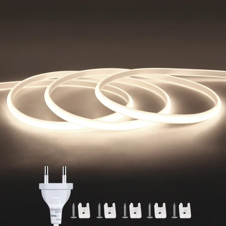 Tiras De Luz LED COB Suave Brillo Impermeables Para Iluminación De Habitaciones Cocinas Jardines Exterior 110V 220V Alta Luminosidad - 1