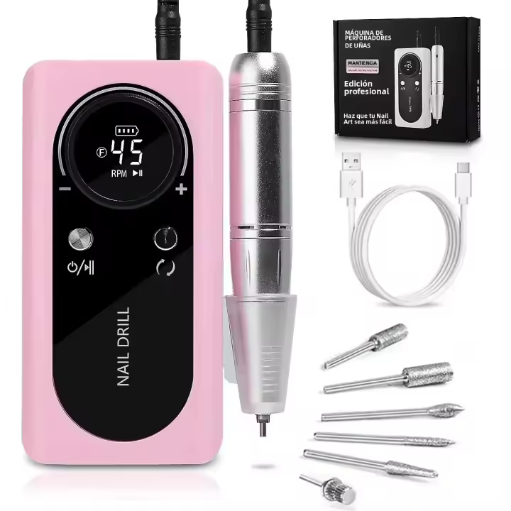 Máquina De Uñas Eléctrica Recargable Con Pantalla LCD 45000RPM Accesorios Para Uñas Pulidora De Gel Bajo Ruido Herramienta De Manicura - 1