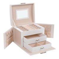 Caja joyero de 3 niveles con espejo, asa y cerradura, ideal para viajes, estilo moderno, blanco clásico o negro, perfecto como regalo - details 1