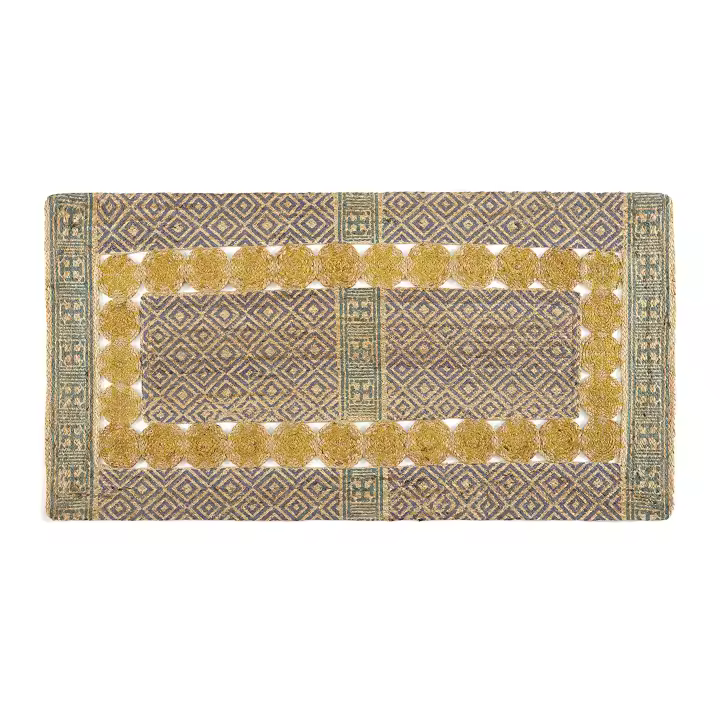 Alfombra de Yute Stampato Azteca 90X150 - Parentesi Quadra, Estilo Artesanal y Sostenible para Decoración de Hogar - 1