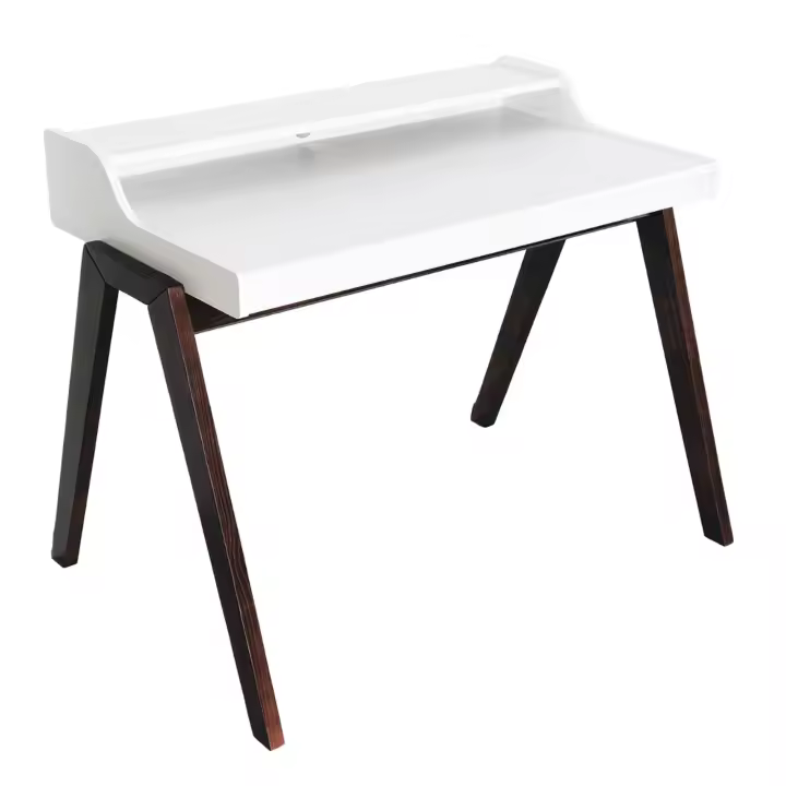 Mesa Escritorio Wellhome Nere Color Blanco Patas Marrones 110x86x75cm - 1