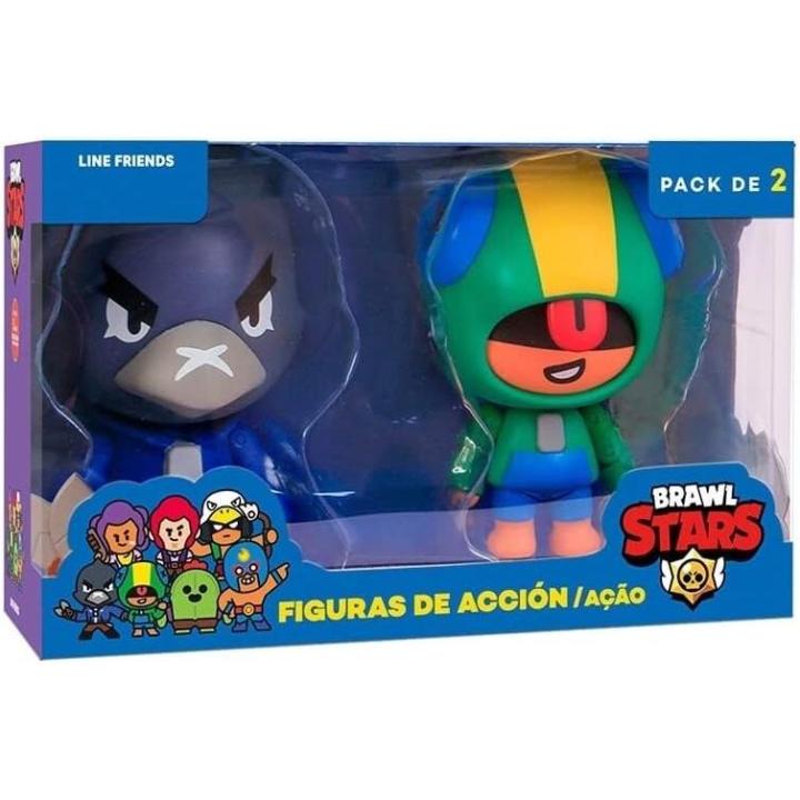 Brawl Stars Pack de 2 Figuras de Acción Leon y Crow, Line Friends, Muñecos Coleccionables para Niños y Fans
