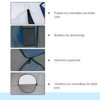 Outsunny Tienda de Ducha Camping Portátil UV25+ Tienda de Privacidad para Baño Vestuario Cambiador Inodoro con Ventana Bolsillo y Bolsa de Transporte 123x121x198 cm - details 4