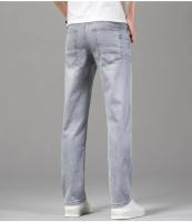 Jeans Elásticos De Verano Para Hombre Gris Comodidad Moda Pantalones Casuales Stretch Algodón Negocios Rectos Mallas Talla Media - details 10