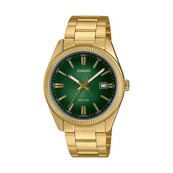 Reloj Casio MTP-1302PGC-3AVEF para hombre dorado de la colección Timeless con esfera verde - 1