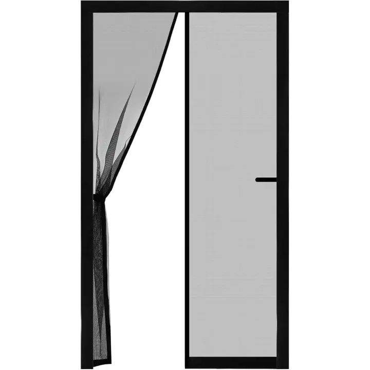 Mosquitera Cortina Puerta Magnetica 90 x 210cm, Mosquitera Puerta Magnetica, Cortina Mosquitera Magnética Automático para Puertas Correderas de Sala de Estar, Balcón, Patio (Negro) - 1