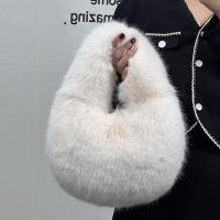 Elegante Bolso De Noche Para Mujer En Color Blanco Falso Peluche Suave Y Compacto Con Cierre De Cremallera Lining De Poliéster Perfecto Para Eventos Formales - details 3