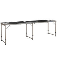 Outsunny Mesa Portátil con Patas de Aluminio Mesa de Beer Pong Plegable con Altura Ajustable en 3 Niveles para Jardín Barbacoa 240x60x54-70 cm Negro y Plata - details 0