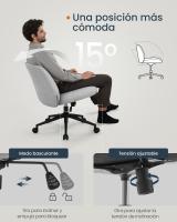 Silla de Oficina Contemporánea, Base de Estrella con Ruedas, Asiento Ancho y Cómodo, Altura Ajustable, Tela de Lino de Algodón, Silla Giratoria - details 9