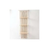 Tapiz de pared, Estante de pared tejido Decoración de pared de madera Estante de almacenamiento colgante flotante Cuerda de algodón bohemio - details 0