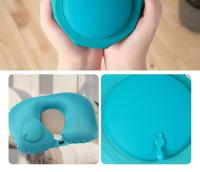 Almohada De Viaje U Formada Inflable Suave Portátil Para Dormir En Avión Tren O Oficina Almohada Para Cuello Reutilizable - details 7