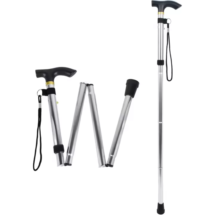 Bastones plegables para caminar, bastones ajustables de aluminio para caminar, ligeros, portátiles, de viaje, bastones de senderismo, antideslizantes, mango ergonómico, para mujeres, hombres, ancianos, excursionistas - 1
