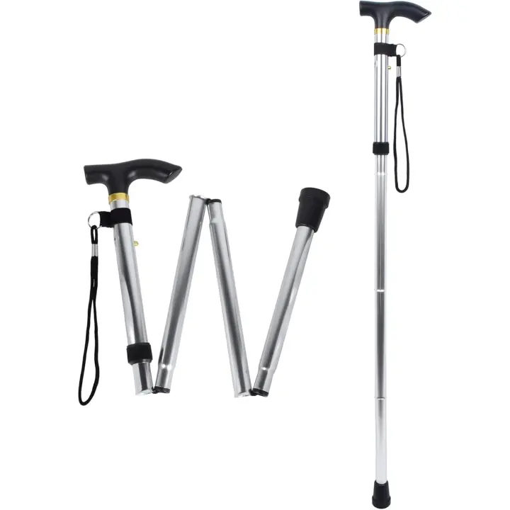 Bastones plegables para caminar, bastones ajustables de aluminio para caminar, ligeros, portátiles, de viaje, bastones de senderismo, antideslizantes, mango ergonómico, para mujeres, hombres, ancianos, excursionistas - 1