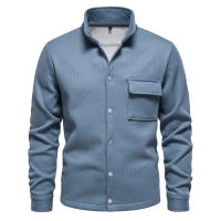 2024 otoño e invierno nuevo estilo terciopelo engrosado waffle chaqueta de punto con solapa para hombre abrigo con bolsillo tops para hombres - details 7