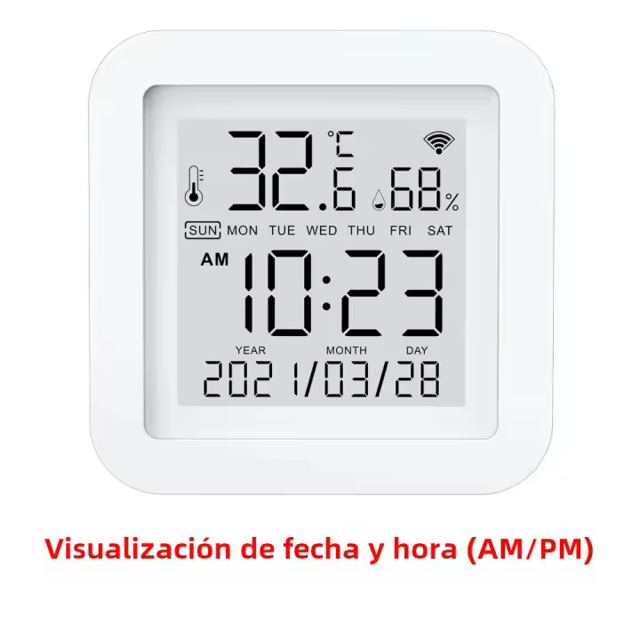 Sensor De Temperatura Y Humedad WIFI Tuya Para Hogar Inteligente Compatibilidad Con Alexa Y Google Assistant Medición De Temperatura -20℃~60℃ Y Humedad 0%~99% Precisión ±1℃ Y ±5% RH - 1