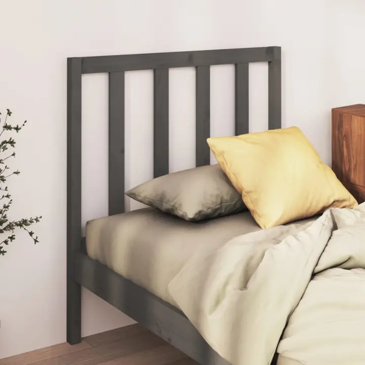 vidaXL Cabecero de cama madera maciza de pino gris 96x4x100 cm - 1