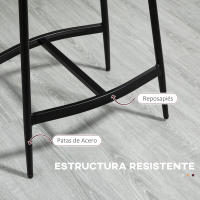 HOMCOM Conjunto de 2 Taburetes Altos de Cocina Sillas Altas de Cocina sin Respaldo con Estructura de Acero Estilo Industrial Carga 120 kg para Bar Salón Comedor - details 2