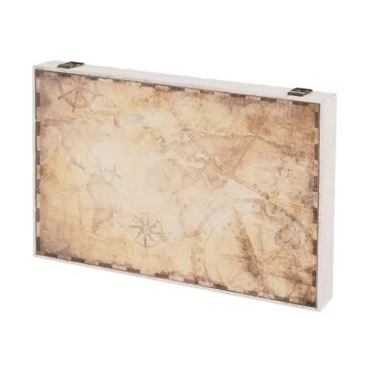 Lola Home Tapa contador luz o cuadro eléctrico de mapa antiguo de madera MDF marrón de 46x6x32 cm - 1