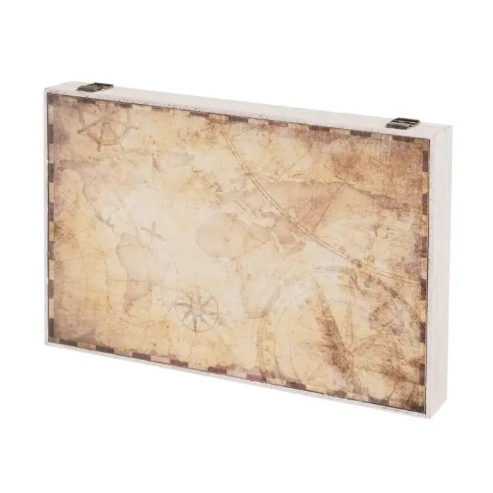 Lola Home Tapa contador luz o cuadro eléctrico de mapa antiguo de madera MDF marrón de 46x6x32 cm - 1