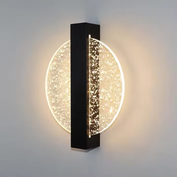 Aplique de pared interior regulable, aplique LED redondo negro de 6W 3000/4000K/6500K - 1