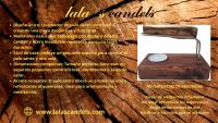 Quemador de Palo Santo de Madera teñido color roble barnizado, Soporte de Metal, con Vela de Té, Diseño Rústico (Roble) Lala´s Candels - details 3