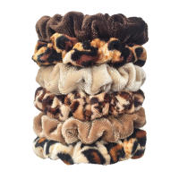 6pcs Scrunchies De Veludo Para Mujer Accesorios De Cabello De Alta Calidad Con Estampado De Leopardo Cinta Elástica Para Moño - details 2