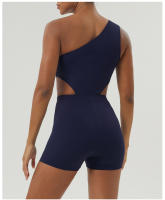 Traje De Yoga Para Mujer Un-Hombro Deporte Fitness Gimnasio Yoga Con Almohadillas Elástico Corporal Sólido Sin Mangas Talla Verdadera - details 5