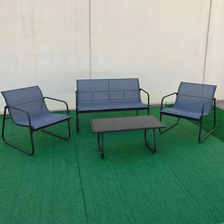 Conjunto de jardín Lazio sofá doble + 2 sillas + mesa gris/negro - 1