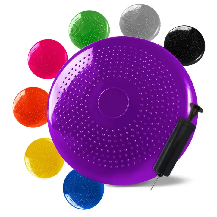 Ociodual Cojín Hinchable Violeta Disco con Bomba Goma para Fitness Yoga Pilates Coordinación Rehabilitación Equilibrio - 1