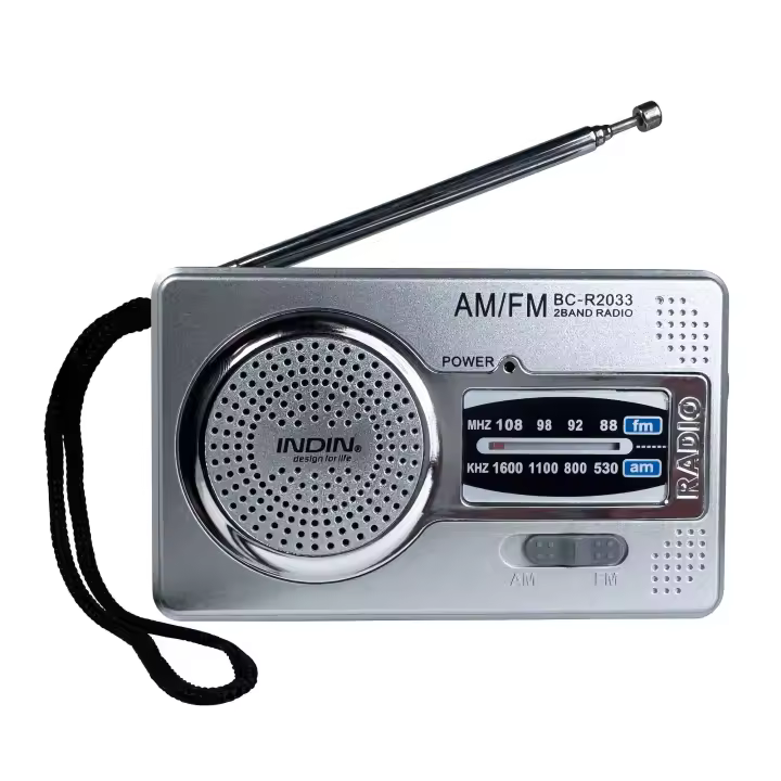 Ociodual Radio de Mano BC-R2033 Analógica Mini Sintonizador AM/FM Altavoz Integrado Conector para Auriculares Jack 3.5mm - 1