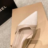 Sandalias de mujer nuevo puntiagudo color nude tacones altos verano zapatos de mujer tacón grueso zapatos individuales 5cm - details 1