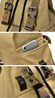 Mochila De Lona Vintage Para Hombres Jóvenes Estudiantes Y Viajes Bolsa Grande Con Cordón De Capacidad Estilo Rústico - details 4