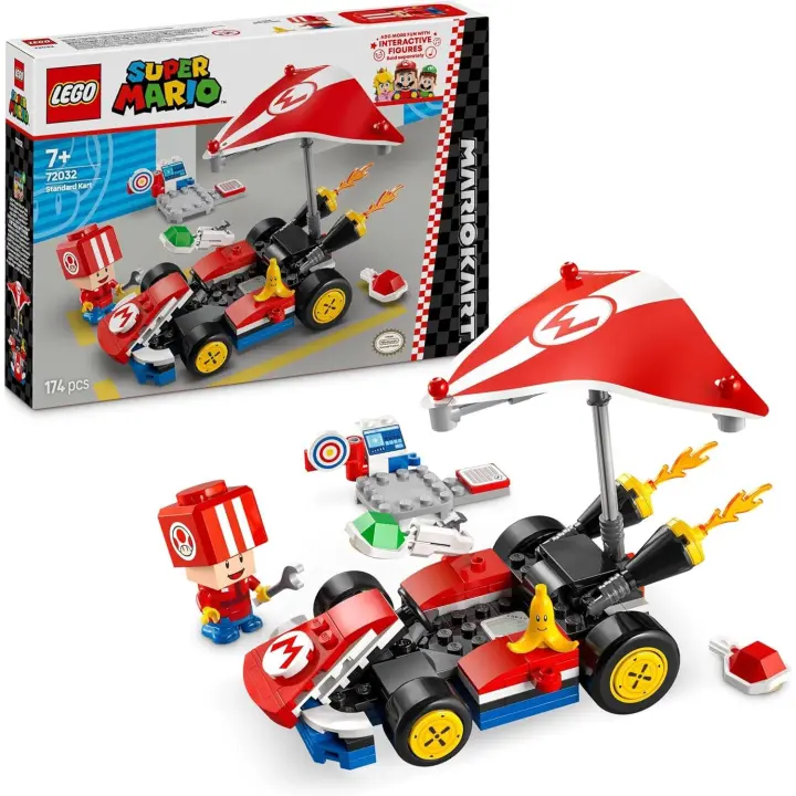 LEGO Super Mario: Mario Kart: Kart Estándar Coche de Carreras de Juguete, Juego Infantil para Colección del Videojuego Nintendo, Figura de Toad - 1