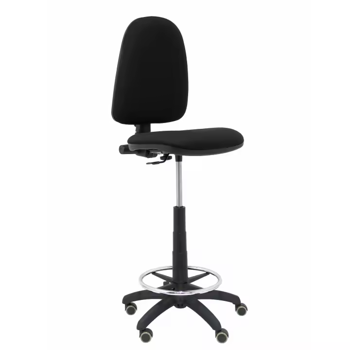 Piqueras Y Crespo Taburete Ergonómico con Aro Reposapiés Cromado y Ruedas de Parqué - 1