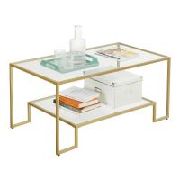 Mesa de centro de vidrio templado con almacenamiento, marco de acero, ideal para salón - details 1