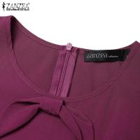 ZANZEA Vestido De Fiesta Coreano Elegante Con Cintura Ajustada Y Pliegues A-line Para Mujer De Manga Corta Estilo Casual Longitud De Rodilla - details 7