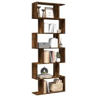 vidaXL Librería divisor 6 niveles madera ingeniería 70x24x193cm en color Blanco/Roble Sonoma/Marrón roble y más - details 4