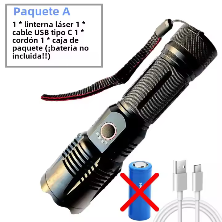 Linterna LED De Alta Potencia Para Camping Y Pesca Nocturna Torcha Recargable De Longitud De Rayo Con Luz LED Fuerte Resistente Al Agua Para Expediciones Y Deportes Acuáticos - 1