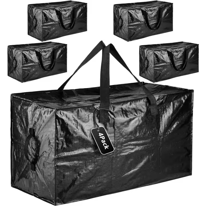 Paquete de 4 cajas para mudanzas de 110L, grandes y Fuertes con tapa, Caja de almacenamiento resistant al agua para mudanzas - 1