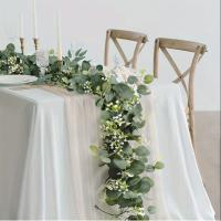 Guirnalda De Hojas De Eucalipto Artificiales Verdes Con Flores Y Bayas Blancas 1pc Decoración Para Bodas Y Fiestas En Casa - details 0