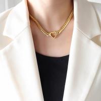 Collar De Cadena Cubana De Acero Inoxidable 316L Para Mujer Con Corazón Hueco Cadena Serpiente Plana Joyería De Moda Clavícula Hipóalergénica - details 3